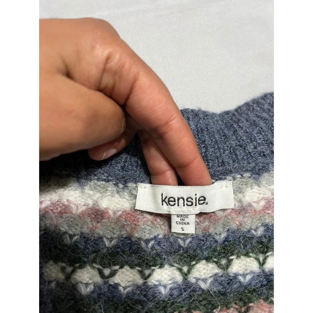 Kensie Fair Isle Cardigan‎ Sweater Women M Cozy Boho Cottage-core - Picture 4 of 8